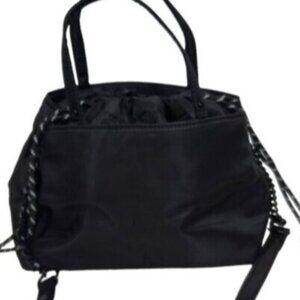 Zara Black Nylon Drawstring  Lunch Bag Crossbody Double Handles Back to School